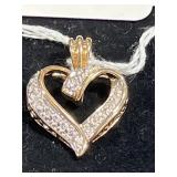 GOLD OVER STERLING SILVER OPEN HEART PENDANT W/