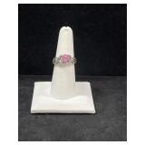 STERLING SILVER & PINK TOPAZ RING - 3.9GR