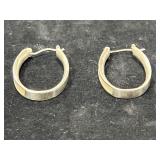 PAIR OF STERLING SILVER HOOP EARRINGS W/ WHITE