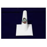 Zuni Multi Stone Inlay Sterling Silver TieTac Ring