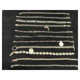 (11) 7" STERLING SILVER BRACELETS - ASSORTED -
