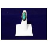Navajo Turquoise Sterling Silver Bezel-Set Ring