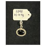 STERLING SILVER & BLACK ONYX OVAL PENDANT - MADE
