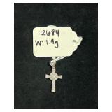 STERLING SILVER CROSS PENDANT W/ SMALL PAVE SET
