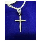 STERLING SILVER CROSS PENDANT W/ SMALL CLEAR