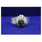 Sterling Silver Black Carved Mask Cuff Bracelet