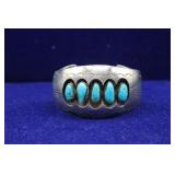 Navajo Silver Shadowbox Bracelet Cuff w/ Turquoise