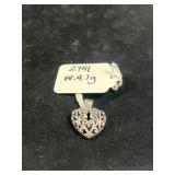 STERLING SILVER FILIGREE HEART PENDANT - WEIGHS