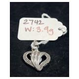 STERLING SILVER HEART PENDANT W/ MARCASITE