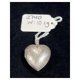 VTG STERLING SILVER PUFFED HEART PENDANT W/
