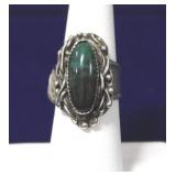 Navajo Sterling Silver Green Seraphinite Ring