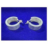 PAIR OF WIDE, CHUNKY STERLING SILVER HOOP