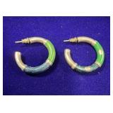 PAIR OF STERLING SILVER TUBE HOOP EARRINGS W/