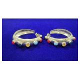 PAIR OF TAXCO STERLING SILVER MULTI-STONE