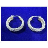 PAIR OF STERLING SILVER BYZANTINE HOOP EARRINGS -