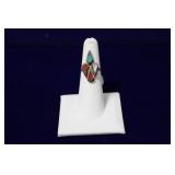 Zuni Sterling Silver Inlaid Multi Stone Ring