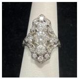 STERLING SILVER ART DECO STYLE RING - 5.5GR -