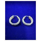 PAIR OF STERLING SILVER BYZANTINE HOOP EARRINGS -
