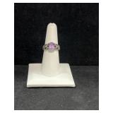 STERLING SILVER & AMETHYST RING - 4.9GR -