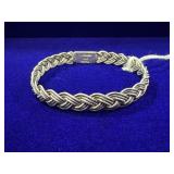 STERLING SILVER BRAIDED LINK CHAIN BRACELET W/