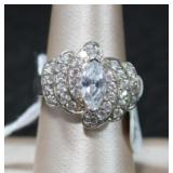 Marquis Center w/ Round Pave Accents Cocktail Ring