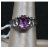 925 Sterling Silver Pink & White Spinel Ring