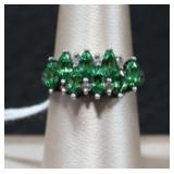 Sterling Silver Green Marquis Ring