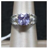 Designer Sterling Silver & Amethyst Ring