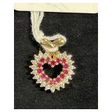 VINTAGE GOLD PLATED WM STERLING SILVER RUBY & CZ