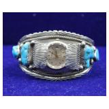 Native American Navajo Watch Silver Cuff