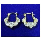 PAIR OF GOLD TONE STERLING SILVER HOOP EARRINGS
