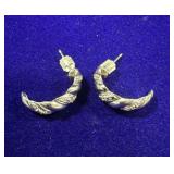 PAIR OF STERLING SILVER SEMI-HOOP BRAID EARRINGS