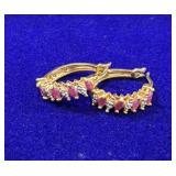 PAIR OF GOLD WASH STERLING SILVER HOOP EARRINGS