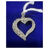 MARCASITE STERLING SILVER OPEN-HEART PENDANT -