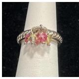 STERLING SILVER DANGLE BEAD RING - 5.1 GR SIZE 6