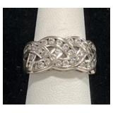 STERLING SILVER & CUBIC ZIRCONIA LOVE KNOT RING -