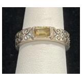 STERLING SILVER & YELLOW TOPAZ RING - 5.3GR -
