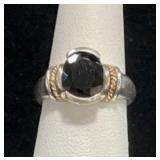 STERLING SILVER & BLACK ONYX RING - 5.1GR -