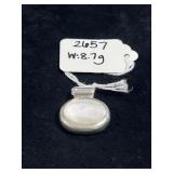 OVAL STERLING SILVER PENDANT W/ WHITE
