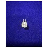SMALL STERLING SILVER & CUBIC ZIRCONIA SQUARE
