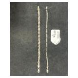 (2) STERLING SILVER BRACELETS - ONE ROPE CHAIN,