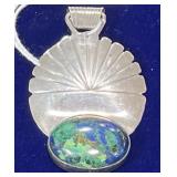 Sterling Silver Oval Azurite Gemstone Pendant