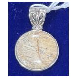 Natural Round Jasper Cabochon 925 Pendant