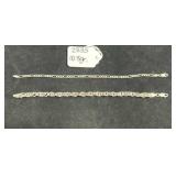 (2) STERLING SILVER BRACELETS - ONE ROPE CHAIN,