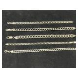 (5) STERLING SILVER DOUBLE LINK BRACELETS - 7" -
