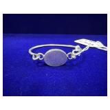 STERLING SILVER ENGRAVABLE OVAL DISC BANGLE