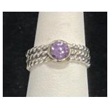 STERLING SILVER & AMETHYST RING - 4.1GR -