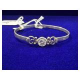 STERLING SILVER HINGED BANGLE BRACELET W/ LARGE