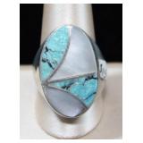 Native American Sterling Channel Inlay Ring