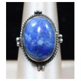Sterling Silver Oval Lapis Lazuli Ring